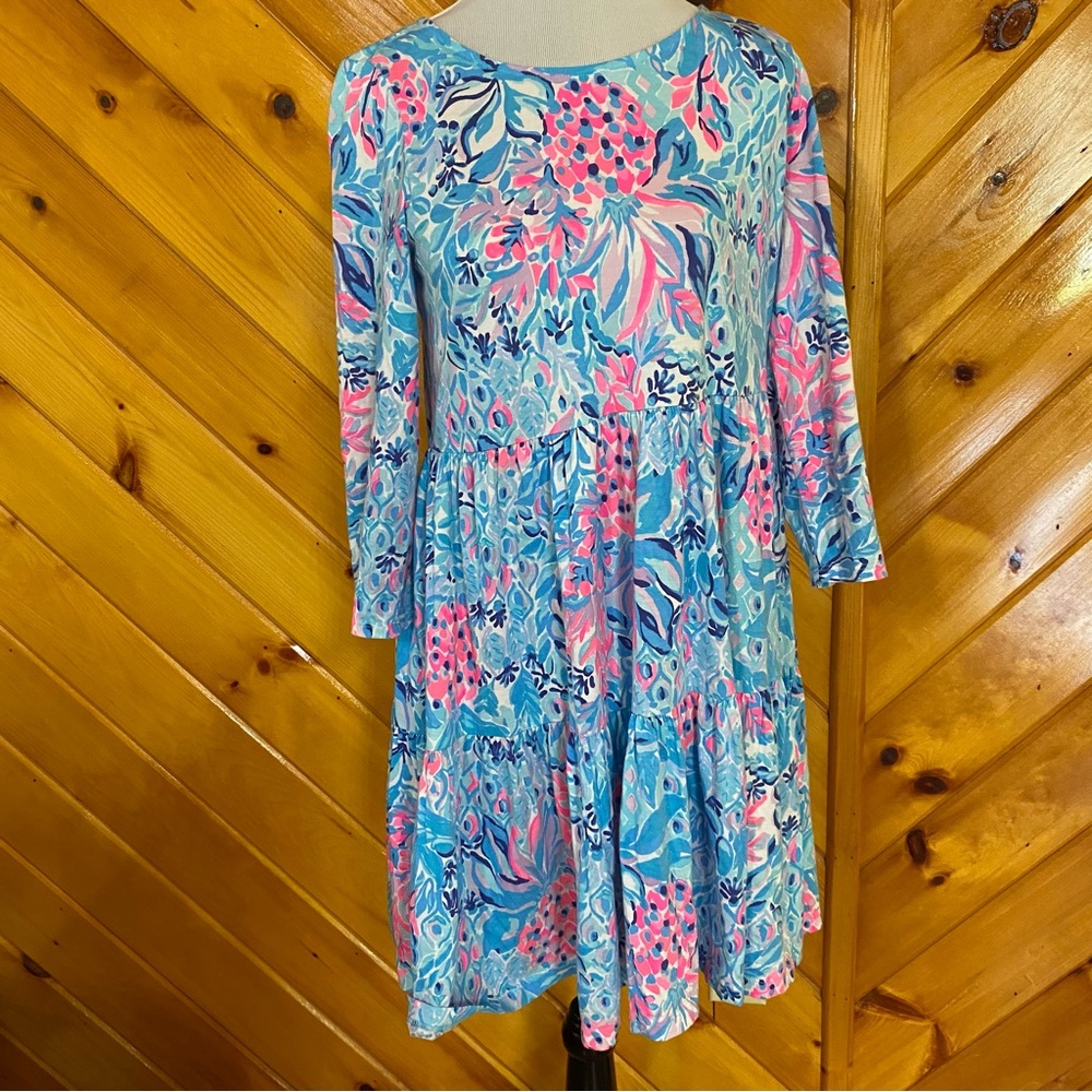 Lilly Pulitzer Geanna Swing Dress Zanzibar Blue Party Princess Small Pineapple